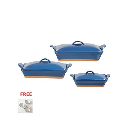 New Parker Rectangular Casserole Baking Dish with Lid, 6 Piece Set (Blue) - Thumbnail 4