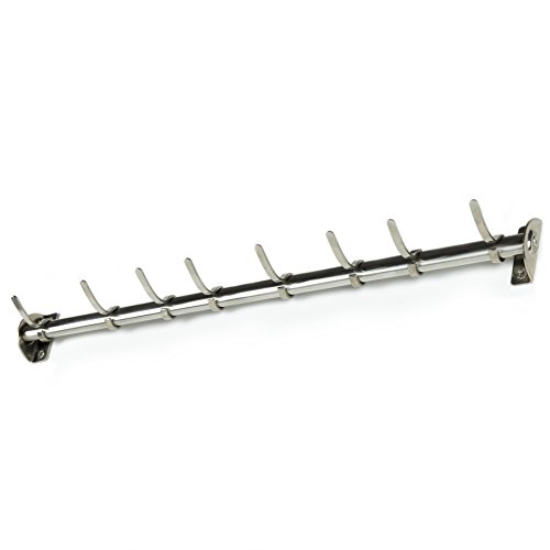 DE Stylish Kitchen Rail with 8 Deep Hooks - 17.5 Inch Long Stainless Steel Construction - Hang Utensils Pans Tools and Much More