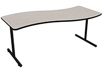 Nomad by Palmer Hamilton ATTGO293072WAVE-GGBLKEG Fixed Leg Standard Weight Aero GO T-Base Table with Built in Casters, Black Frame, Black Edge Guard, Wave, 72
