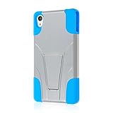 Sony Xperia Z3V Case, MPERO IMPACT X Series Dual Layered Tough Durable Shock Absorbing Silicone Polycarbonate Hybrid Kickstand Case for Xperia Z3V [Perfect Fit & Precise Port Cut Outs] - Blue / Gray