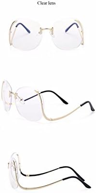 Pofs Oversized Womens Clear Lens Rimless Trendy Fashion Sungasses Eyewear,Gold