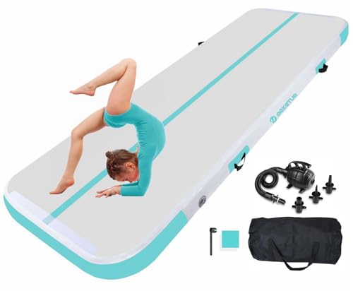 MEKETUM Airtrack Matten 2m 3m 4m 5m 10/20cm Dicke Turn Matte Aufblasbar Gymnastikmatte Rutschfest Sportmatte für Zuhause/Training/Tumbling/Yoga/Outdoor/Fitness
