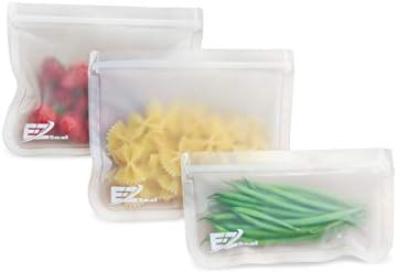 E-Z Seal EXTRA THICK Reusable PEVA Storage Bags - ideal for Food snacks, Lunch sandwiches, Make-up, Stationery, Travel Storage, Home organisation and more (2 Pack Lunch Size)