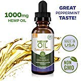 Hemp Oil 1000mg Helps with Pain Relief - Anti Anxiety, Stress Support, Inflammation, Sleep Aid, Nausea, Depression - MCT Oil with Omega 3,6, 9 Fatty Acids - Natural Anti-Inflammatory - Peppermint