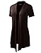 BIADANI Women Versatile Soft Short Sleeve Open Front Drape Cardigan Brown Large