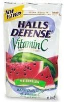 Halls Defense Vitamin C Supplementdrops Watermelon 30Ct(12 Pack) by Halls Cough Drops