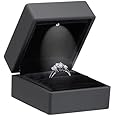 Allure - Luxury Ring Box With LED Light, Square Shaped Elegant Diamond Ring Case, For Unique Proposal, Engagement Or Wedding, Small, Black Velvet Interior Jewelry Display Gift Box For Promise Rings.