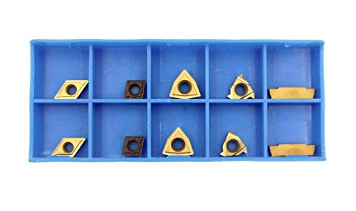 Accusize Industrial Tools 7 Pieces/Set 1/2'' Indexable Carbide Turning Tool Set with 10 Extra Carbide Inserts in Fitted Box, 2387-2004plus