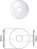 TERF 20 Pcs Zinc Plated M12 Penny Washer 12mm Hole 40mm OD Mudguard Fender view 2
