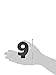 Amscan Birthday Celebration, Numeral #9 Glitter Candle, Party Supplies, Black, 3 1/4