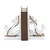 Deco 79 98863 Pair of Wooden Anchor Bookends with Rope Accents, White/Black/Brown
