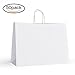 GSSUSA Large Paper Bags with Handles16x6x12 White 50Pcs, Kraft Paper Shopping Bags Bulk for Small Business, Valentines Day, Grocery, Boutique, Merchandise