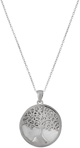 Cordoba Jewels Choker in 925 Sterling Silver with Pearl with Tree Design Mother-Of-Pearl