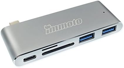 IMMOTO USB Type C to USB 3.0 Ax2 + SD/TF Card Reader + USB C(PD) Dongle Adapter Connector, Silver for 2017 MacBook Pro/iMac, 2016 MacBook Pro,2015 MacBook, ChromeBook Pixel