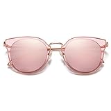 SojoS Round Vintage Mirror Lenses UV Protection Polarized Unisex Sunglasses SJ1057 Gold/Pink