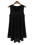 QZUnique Women's Plus Size Elegant Sleeveless Shirt Chiffon Top Tank