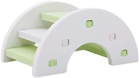 Underleaf Pet Toy Detachable Hamster Toy Wooden Bridge Ladder for Play,Green + white
