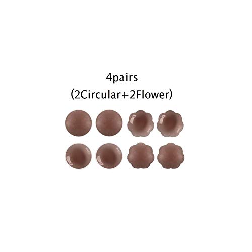 Nipple Covers Brown Dark Skin Tone Breast Petals Invisible Bra Reusable Adhesive Silicone Pasties 4 Pairs