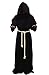 Cos2be MEDIEVAL PRIEST MONK ROBE-Hooded Cap Cloak for Wizard Sorcerer (M/Black)