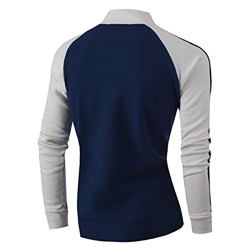 minRan Mens Active Slim Stripe Fit Track Jacket Zip-up Training Basic Designed Sweatshirt Long Sleeve