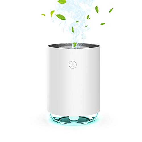 IKER USB Portable Humidifiers with Night Light and Water Tank, Great Cool Mist Air Diffuser with Adjustable Mist Modes, Perfect for Bedroom Office Car and Travel (White) - Thumbnail 7