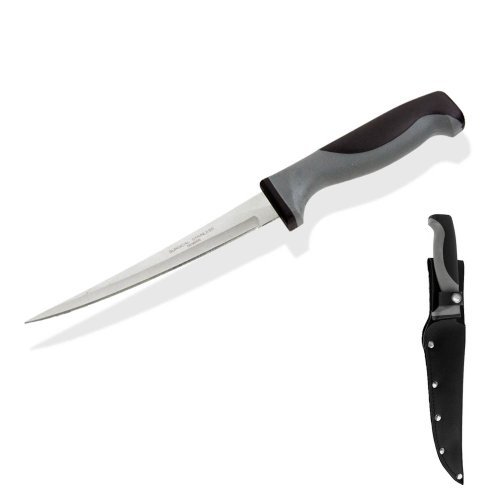 Premium-Quality Laser Sharpened Fishing Fillet Knife with Sheath - Surgical Stainless Steel - Sticky Grip - Taiwan