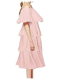 Memoryee - Vestido de mujer con volantes en los hombros y dobladillo