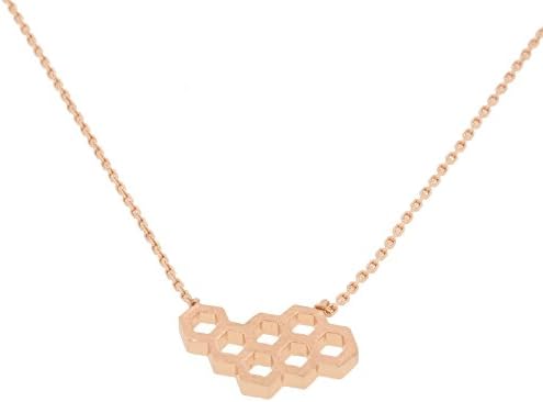 Dainty Honeybee Beehive Honeycomb Necklace (Rose Gold Tone)