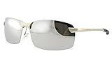 Dreamviva Polarized Mirror Sunglasses Metal Frame Anti-Glare UV400 Protection Full Mirrored Lens Eyewear for Men Silver Lens