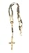 Men's Hip Hop Shamballa Jesus Cross Rosary Acrylic Beaded Long Fashion Necklace (Gold/Black)
