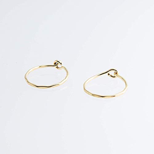 Extra Small Thin Gold filled Hoop Earrings Faceted Finish