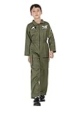 Kids Air Force Fighter Pilot Costume Top Gun Role Play Costumes Boys Flight Jumpsuit Army Flightsuit Outfits Green M
