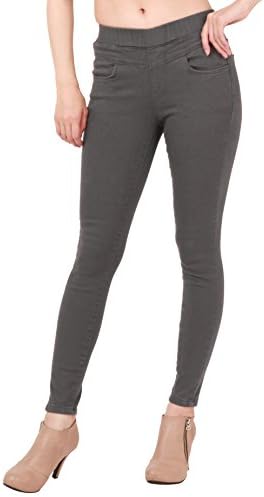 WeHeart Mascara Women Skinny Jeans Jeggings Pants Elastic Waist Winter-Gray Small