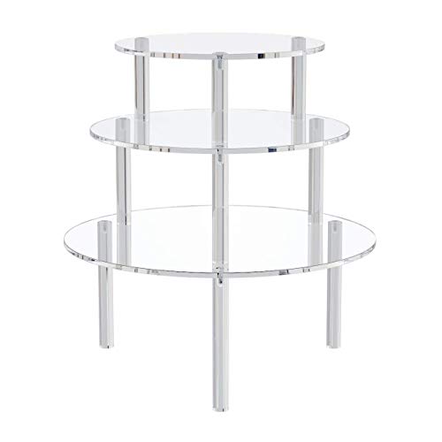 RonXer 3 Set Round Clear Acrylic Retail Display Risers Stand for Cupcake Dessert Cake Pizza Appetizers Pastries Bakery(Diameter 8,10,12)