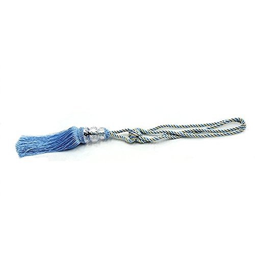 2 Pcs Crystal Beaded Tassels Tieback Curtain Cord Home Textiles Window Treatments Curtain Holdback Drapes Rope Tiebacks Fabric Holder for Bedroom and Home Decoration (Sky Blue)