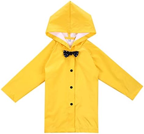 Evelin LEE Age 2-10 Years Kids Hooded Button Down Long Jacket Bow Lightweight Raincoat