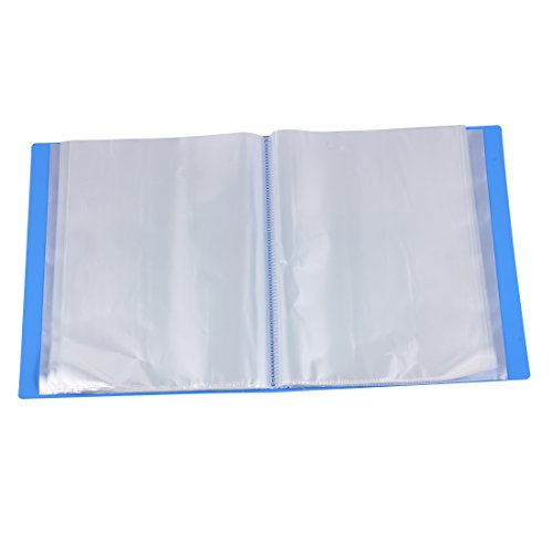 Ipienlee 100-Pocket Protector Presentation Book, A4 Size, 200-Page Capacity,Available for Report Sheets,Artworks,Music Sheets,Clippings, Random Color, (80-POCKET) (Sky Blue - 100)