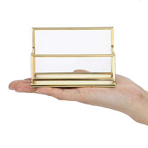 hipiwe glass business card holder stand vintage gold metal name card display stand office desktop countertop business card organizer pricepulse hipiwe glass business card