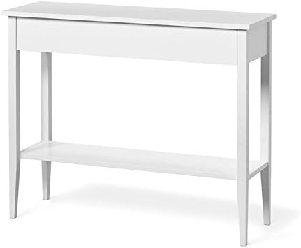 Aprodz Mango Wood Fakai Console Table with 1 Long Drawer for Living Room | Wooden Console Table | White Finish