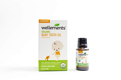 Wellements Organic Baby Tooth Oil | Soothing Massage Oil for Tiny Gums, Helps Make Teething Happy, Made with Safe and Effective Certified Organic Ingredients | 0.5 Fl Oz. 4 Months +