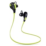 Bestfy QY7 Bluetooth 4.1 Wireless Sports Headphones Noise Cancelling Sweatproof In-ear Stereo Earbuds Earphones with Microphone for iPhone iPad iPod and Android Devices (Green)