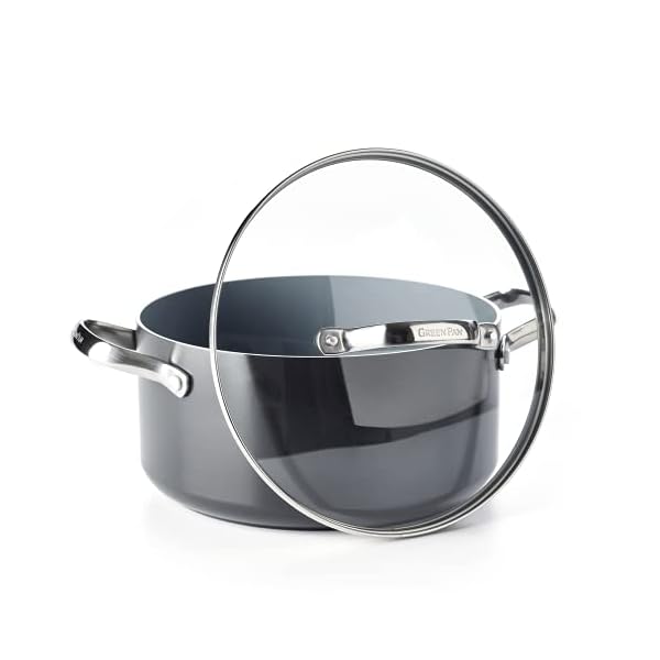 GreenPan-Casserole-Dish-with-Lid-Non-Stick-Toxin-Free-Ceramic-Casserole-Induction-Oven-Safe-Cookware-24-cm51-Litre-Grey GreenPan Valencia Pro Hard Anodised Healthy Ceramic Non-Stick 24cm / 5.1 Litre Stock Pot with Lid, PFAS-Free, Induction…
