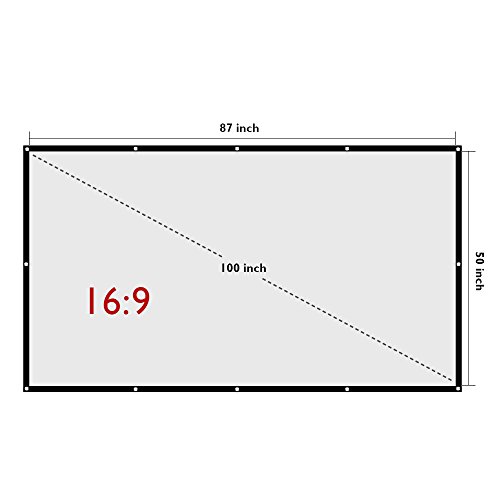 Outdoor Projector Screen, HUKOER 100 Inch 16:9 Portable Projector Screen Foldable Anti-Crease Thick Indoor Outdoor Home 4K HD Movie Screen Support Front Rear Projection