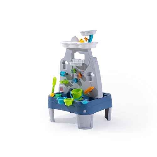 Step2 Misting Mountain & Waterfall Water Table with 21-Piece Accessory Set, Plastic, Ages 18 Months–5 Years, Gray