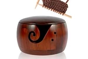Fizocosisto Wooden Yarn Bowl Holder,Portable Knitting Yarn Bowl with Lid, Crochet Yarn Bowls for Knitters & Crocheters, Yarn Holder Dispenser Yarn Storage Bowls for Women Knitting Crochet Knit