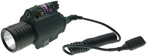 Huntiger Tactical Weapon Light 180 Lumen with Red Beam Laser Sight for Hundgun Push Pressure Switch Picatinny Rail Mount
