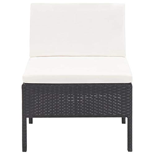 vidaXL Gartenmöbel 3-TLG. mit Auflagen Lounge Sofa Sitzgruppe Garten Garnitur Gartensofa Gartenset Mittelsofa Fußhocker Ecksofa Poly Rattan Schwarz – Bild 8