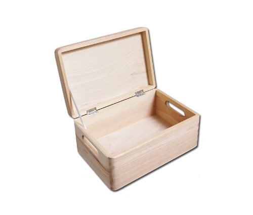 HomeDecoArt 2 x Plain Unpainted Wooden Tool Box DIY Storage Chest with Handles/Toy Box 30x 20x 14cm