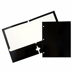 JAM PAPER Laminated Two Pocket Glossy 3 Hole Punch