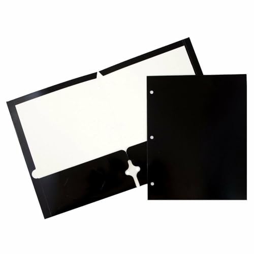 JAM PAPER Laminated Two Pocket Glossy 3 Hole Punch